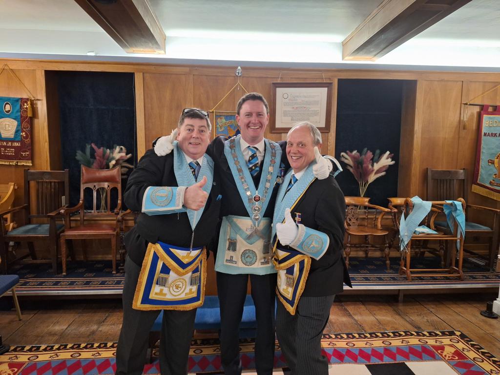 Oli Manning became the175 Master of the Lodge of Unity 567 with Jon Thorne as Senior Warden and Rex Francis as Junior Warden.